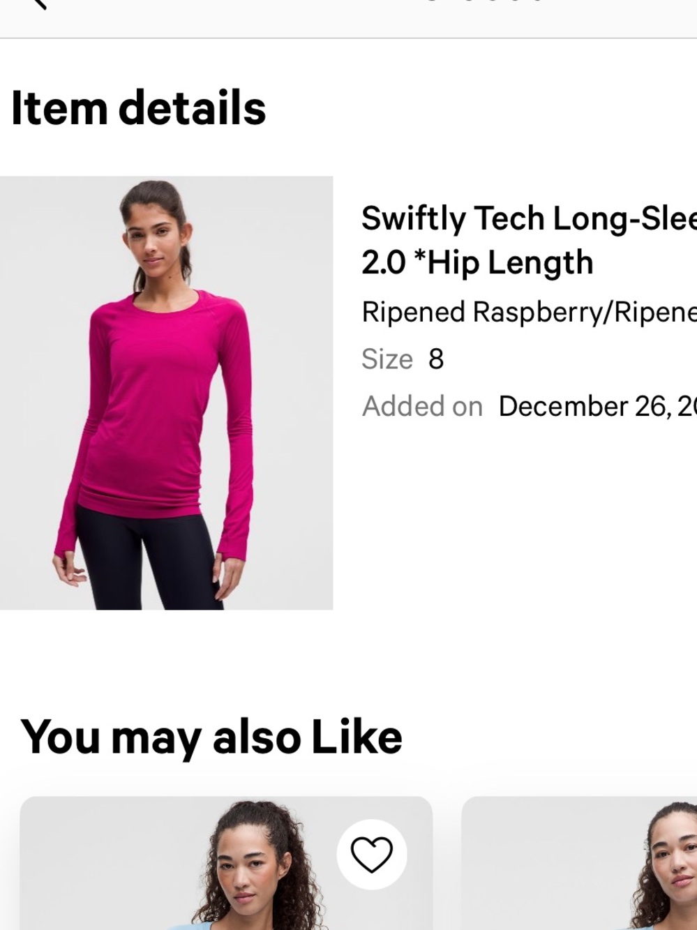 Lululemon Swiftly Tech 2.0 *Hip Length- Ripened Raspberry - Picture 4 of 5